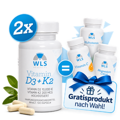 VITAMIN D MONAT AKTION 2 x D3+K2 10.000 + WLS Produkt nach Wahl hinzu