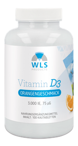 WLS Vitamine D 3.000 IE Kauwtabletten Sinaasappel, 100 stuks