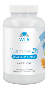 WLS Vitamine D 3.000 IE Kauwtabletten Sinaasappel, 100 stuks