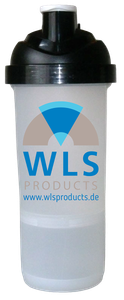 WLS Shake Bottle 600 ml with built-in storage section